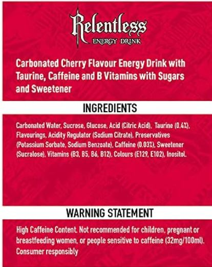 Relentless Cherry Energy Drink 12 x 500ml Pack - Image 2