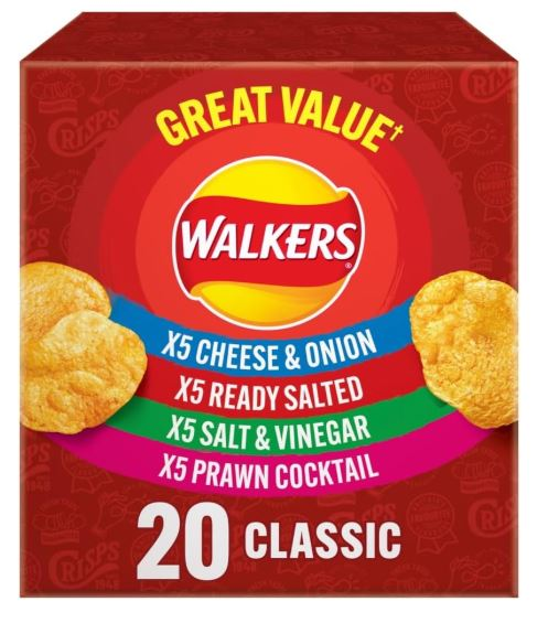 Walkers Classic Variety Multipack Crisps Box 20x25 g