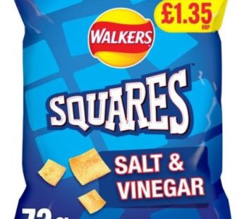 Walkers Squares Salt & Vinegar Crisps 18 x 72g Pack