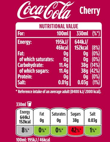 Coca-Cola Cherry 330ml x 24 Pack Sparkling Cherry Soda - Image 4