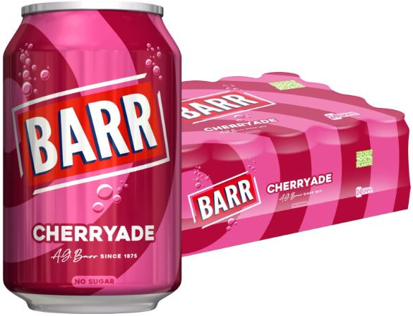 BARR Cherryade Zero Sugar Cherry Flavoured 24 x 330ml Pack