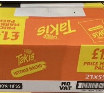 Takis Intense Nacho Cheese Flavour Corn Snack 21 x 55g Bulk Box