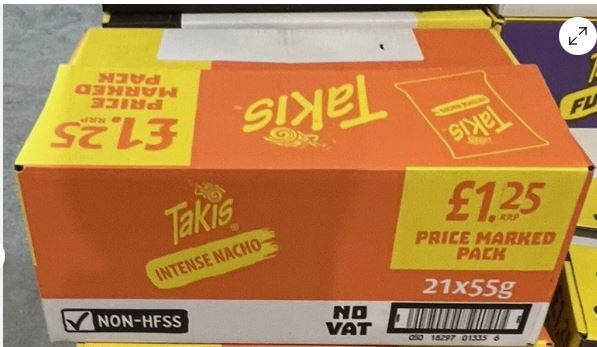 Takis Intense Nacho Cheese Flavour Corn Snack 21 x 55g Bulk Box