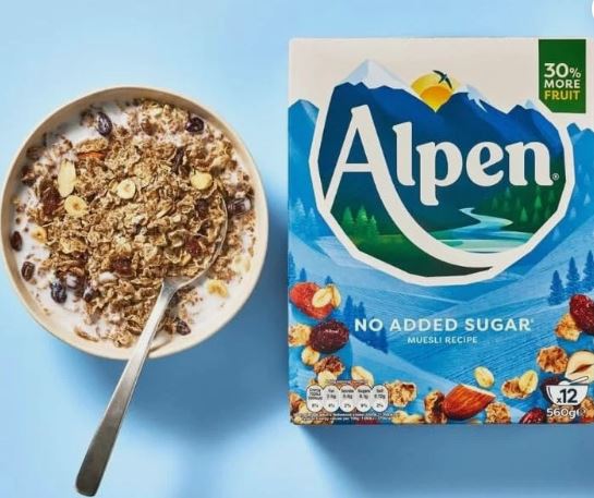 Alpen No Added Sugar Muesli Breakfast Cereal 6 x 550g Bulk Pack display