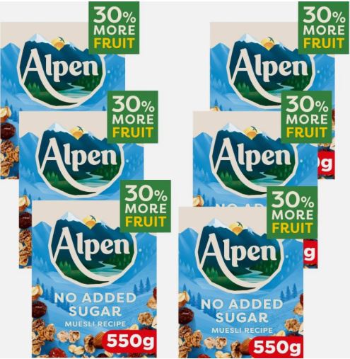 Alpen No Added Sugar Muesli Breakfast Cereal 6 x 550g Bulk Pack - Image 5