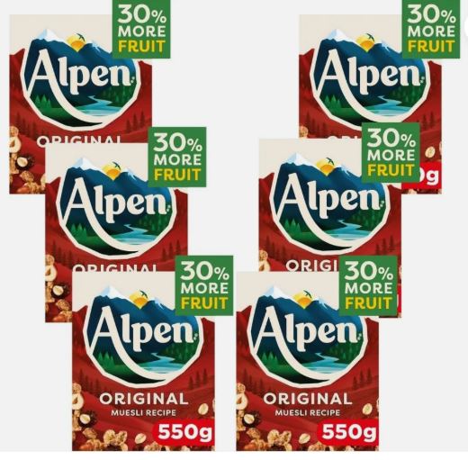 Alpen Original Muesli Breakfast Cereal 6 x 550g Bulk Pack