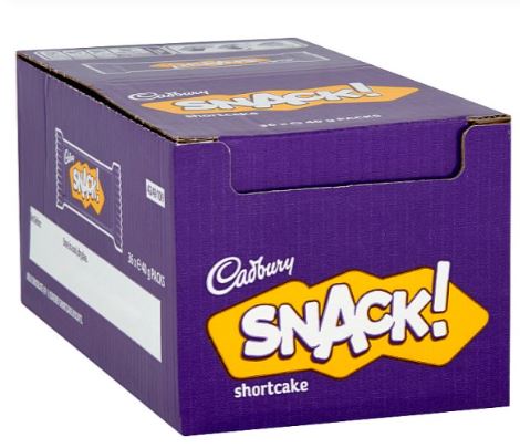 Cadbury Snack Shortcake Milk Chocolate Biscuits Bar 36 x 40g Bulk Pack - Image 3