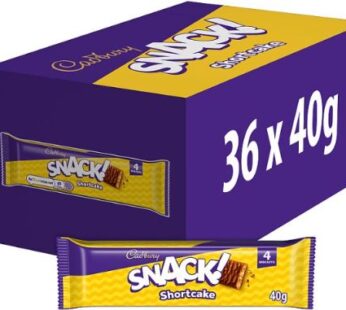 Cadbury Snack Shortcake Milk Chocolate Biscuits Bar 36 x 40g Bulk Pack
