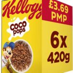 Kellogg's Coco Pops Breakfast Cereal 6 x 420g Bulk Pack display