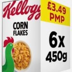 Kellogg's Corn Flakes Breakfast Cereal 6 x 450g Multi Pack display
