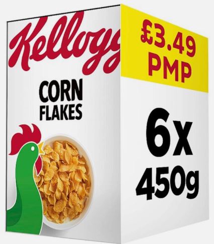 Kellogg's Corn Flakes Breakfast Cereal 6 x 450g Multi Pack display
