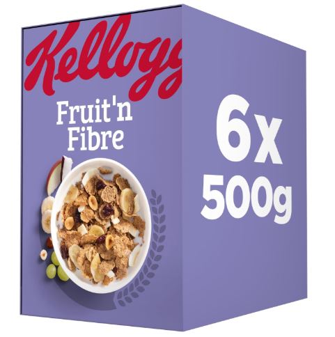 Kellogg's Fruit n Fibre Breakfast Cereal 6x500g Pack
