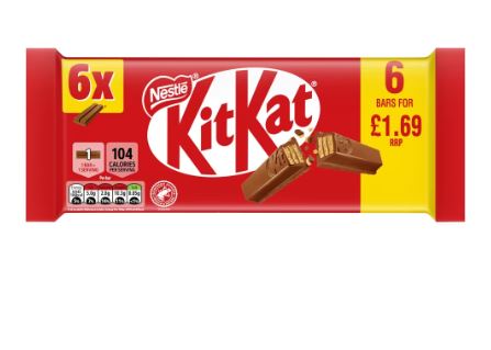 KitKat 2 Finger Milk Chocolate Biscuit Bar 6 Multipack of 20 x 124.2g Pack - Image 3