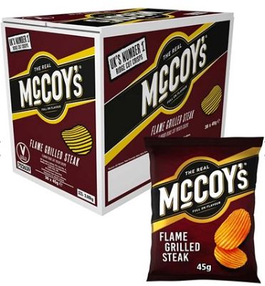McCoy's Flame Grilled Steak Grab Bag Crisps 36 x 45g Bulk Pack