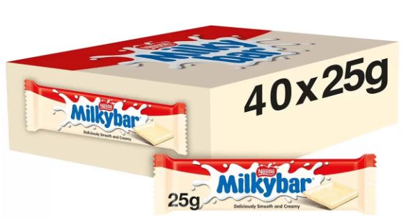 Milkybar White Chocolate Bar 40 x 25g Bulk Pack