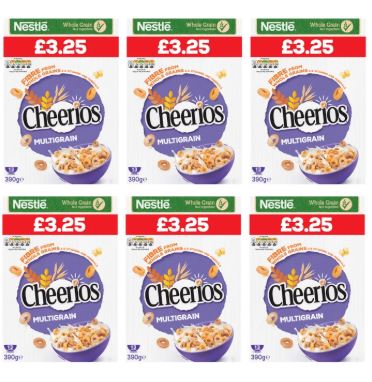Nestlé Cheerios Multigrain Hoop Breakfast Cereal 6 x 390g Bulk Pack - Image 4
