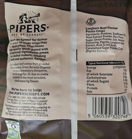 Pipers Great Berwick Longhorn Beef Crisps Grab Bag 24 x 40g Pack - Image 5