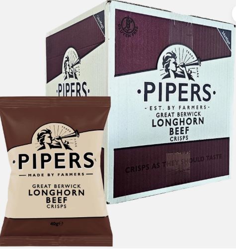 Pipers Great Berwick Longhorn Beef Crisps Grab Bag 24 x 40g Pack