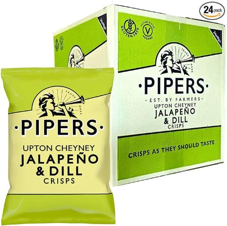 Pipers Upton Cheyney Jalapeño & Dill Crisps 24 x 40g Pack