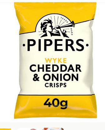 Pipers Wyke Cheddar & Onion Crisps 24 x 40g Pack - Image 2