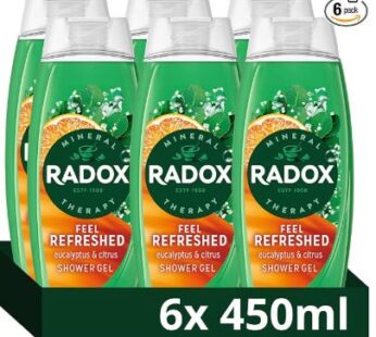 Radox Feel Refreshed Eucalyptus & Citrus Scent Shower Gel 6 x 225 ml Bulk Pack