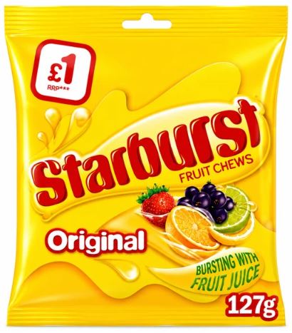 Starburst Vegan Chewy Sweets Fruit Flavoured Pouch 12 x 127g