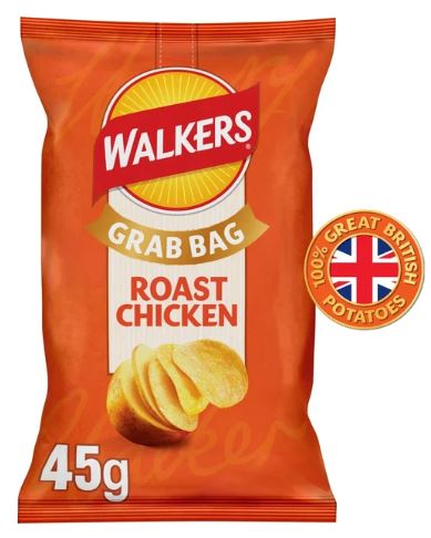 Walkers Roast Chicken Grab Bag Crisps 32 x 45g Bulk Pack - Image 3