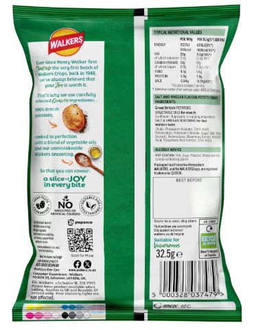 Walkers Salt & Vinegar Crisps 32 x 32.5g Bulk Pack - Image 3