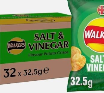 Walkers Salt & Vinegar Crisps 32 x 32.5g Bulk Pack