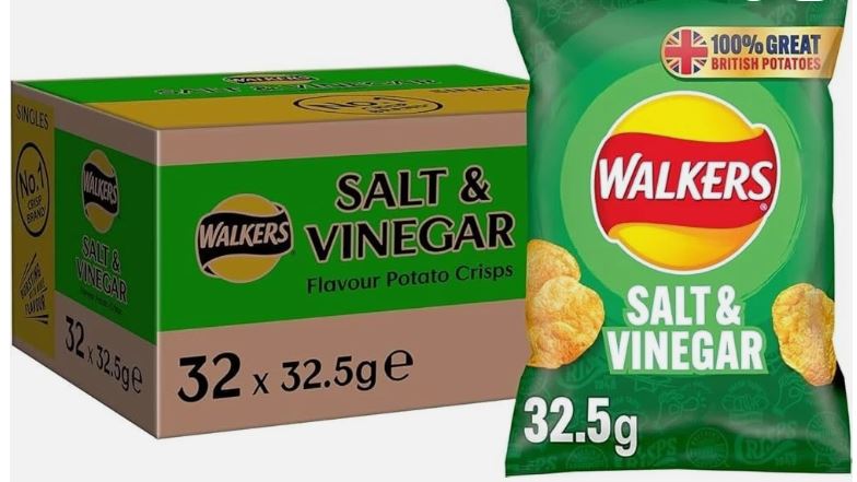 Walkers Salt & Vinegar Crisps 32 x 32.5g Bulk Pack